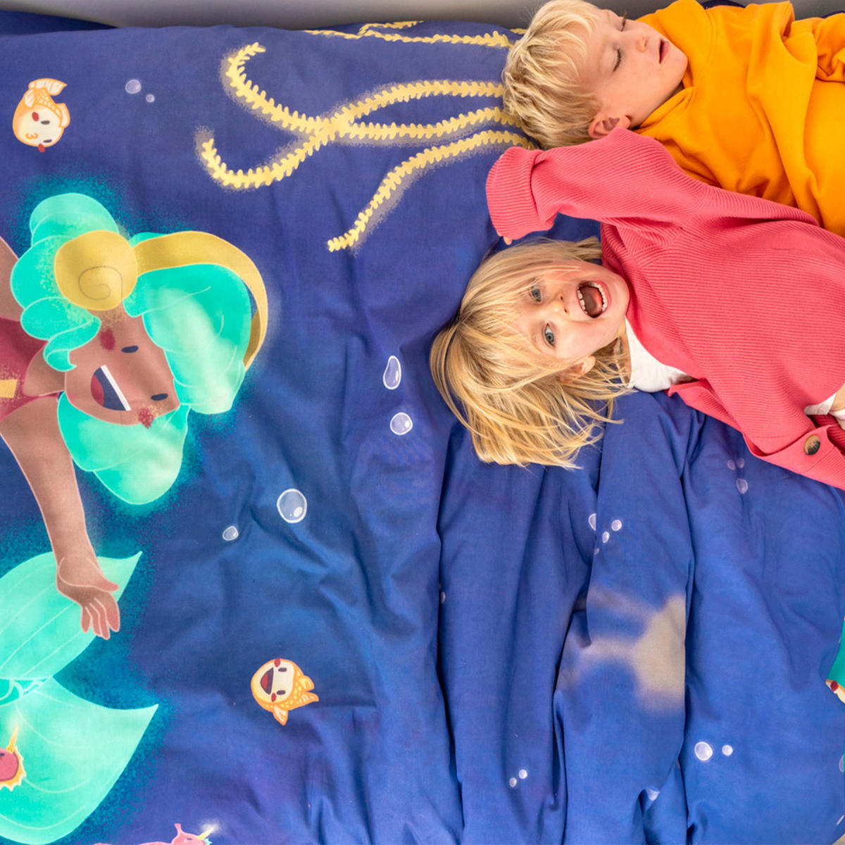 BETTBEZUG 2er-Set teiliges happy mermaid 135/140x200 cm (standardgrösse) mehrfarbig - Multicolor, Textil (140/200cm) - Happy Friday