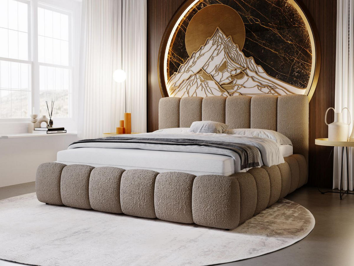 POLSTERBETT Cloud 120x200 Bouclé-Stoff Braun - Braun, Textil (120/200cm) - Graingold