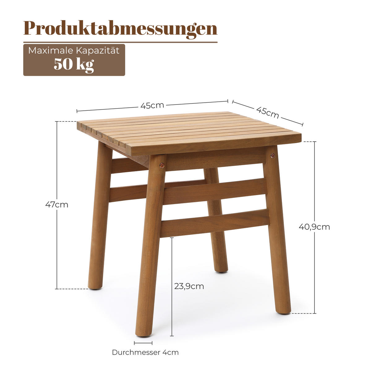 BEISTELLTISCH Rund, 45 cm X H47 cm - Braun, Holz (45/45/47cm)