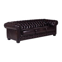 CHESTERFIELD Ledersofa 4-Sitzer - Büffelleder - Braun - BRENTON - Dunkelbraun, Leder (240/73/99cm) - Vente-Unique