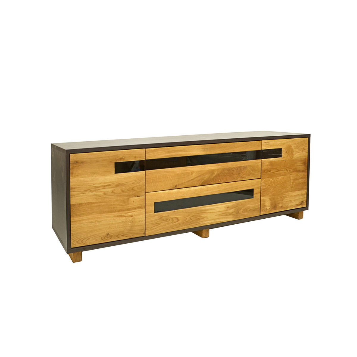 LOWBOARD aus Massivholz mit 2 Schubladen 155 cm breit LAGOS - Eichefarben, Holz (155/50/40cm) - Rawood Furniture