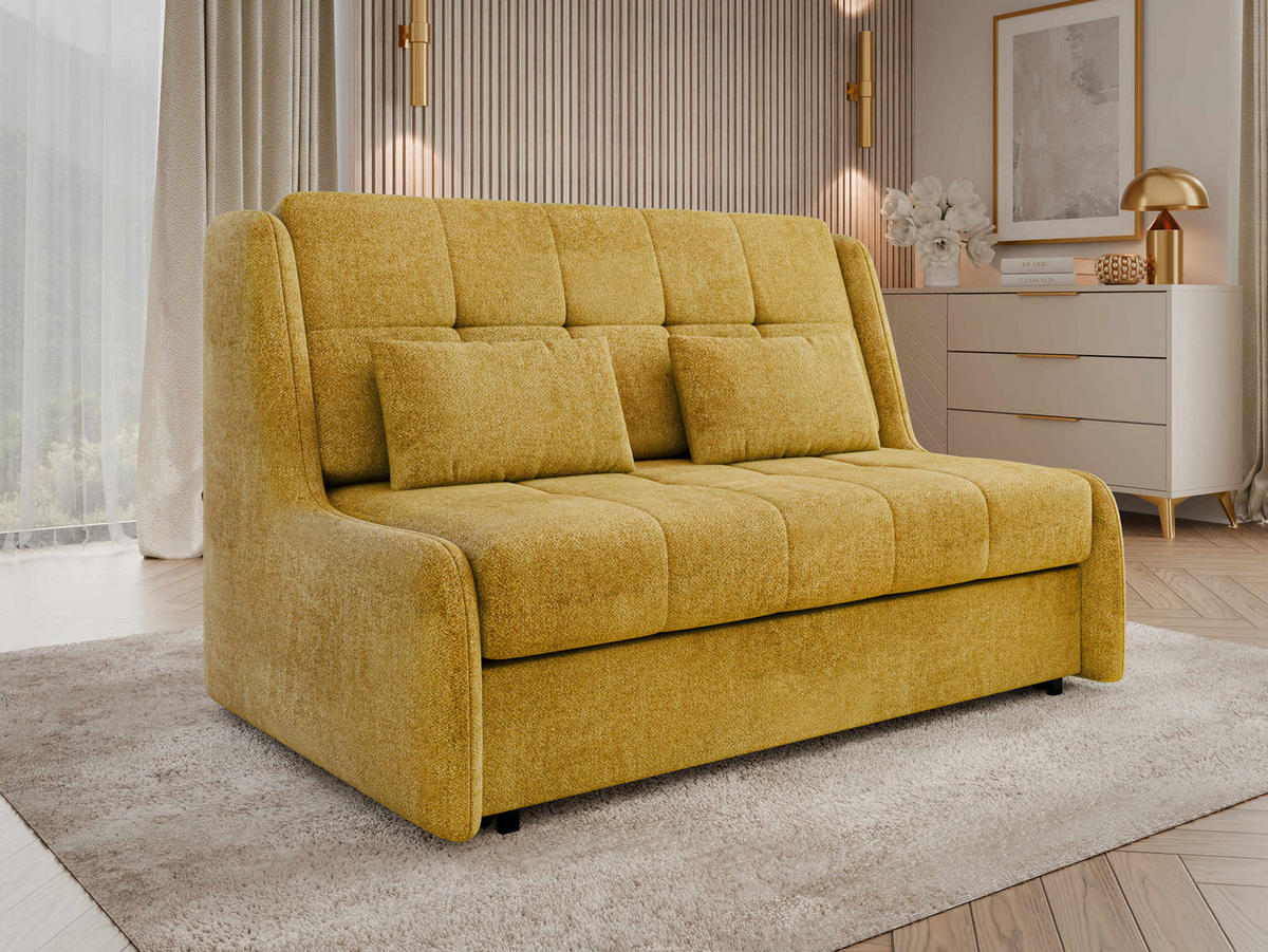 SCHLAFSOFA Viva Elite III - Gelb/Schwarz, Holz/Metall (146/85/98cm) - MIRJAN24