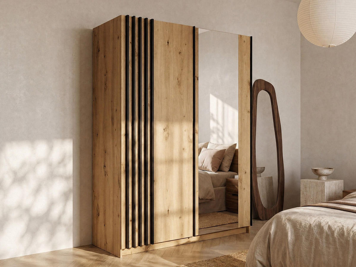KLEIDERSCHRANK - 150.6 cm x 62 cm - holz - naturfarben hell Calela - Naturfarben, Holz (150.6/198.5/62cm) - Vente-Unique