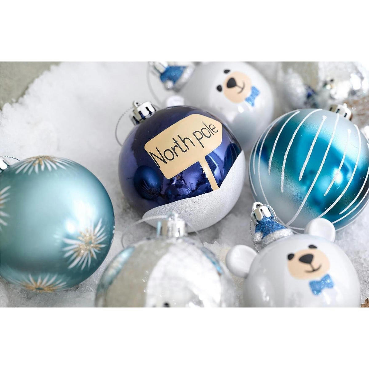 WEIHNACHTSKUGELN 12-teiliges Set 8 cm Silber Blau - Multicolor, Kunststoff (8/8/8cm)