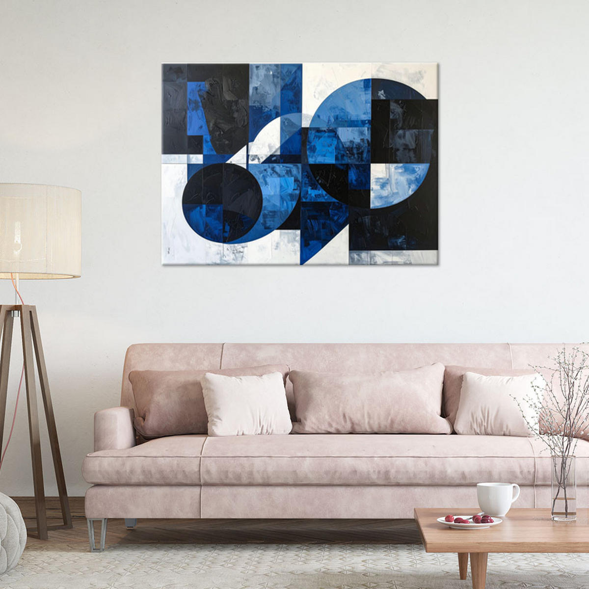 LEINWANDBILD 3D und geometrisch 90x60cm - Blau, Textil (90/60cm) - Feeby