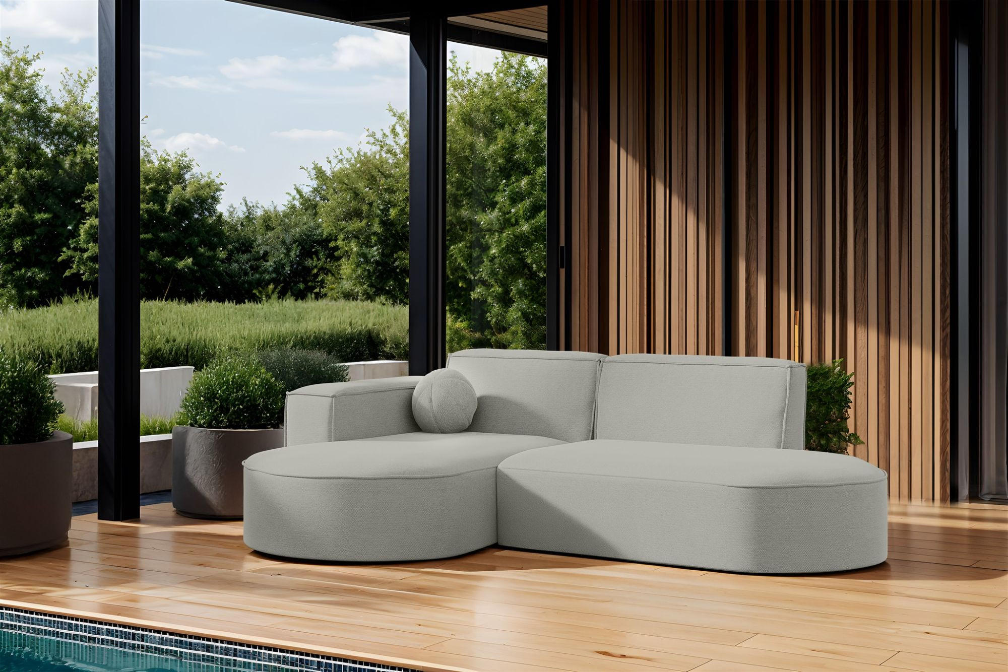 ECKSOFA Sunday Xs - Hellgrau, Holzwerkstoff (236/78/165cm) - Fun Möbel