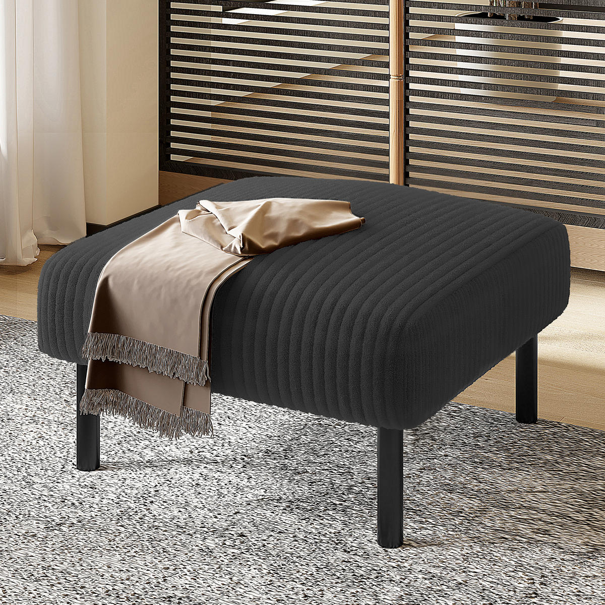 HOCKER Fußhocker Cord,Grau - Grau, Textil (56/39/51cm) - LVHOM