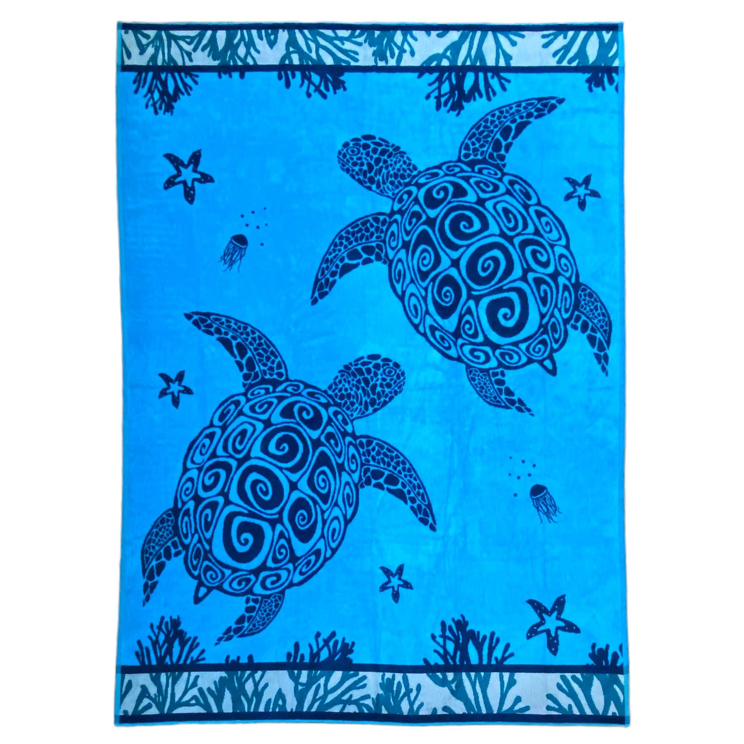 STRANDTUCH Frottee Velours Jacquard Latoti 140x180 400g/m² - Blau, Textil (140/180cm) - LE COMPTOIR DE LA PLAGE