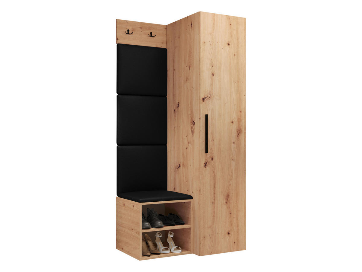 GARDEROBEN-SET Medi III - Schwarz/Eiche Artisan, Holzwerkstoff/Kunststoff (40/191/50cm) - MIRJAN24