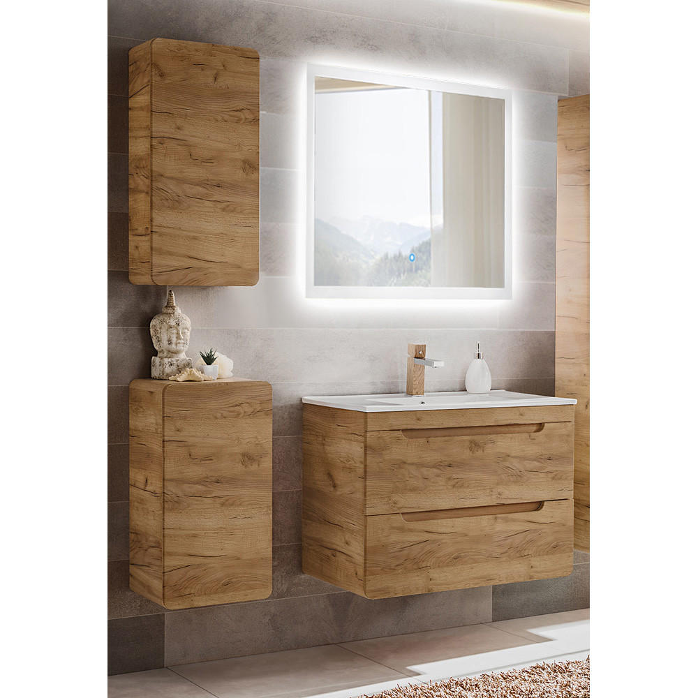 BADMÖBEL-SET 4-TLG. Luton-56 - Braun, Holzwerkstoff (130/200/46cm) - Lomado