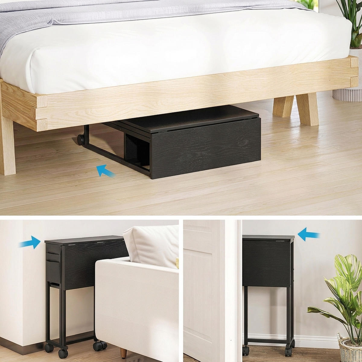 KLAPPBARER-SCHREIBTISCH MDF Stahl Schwarz - Schwarz, Metall (63/50/75cm) - HOMCOM