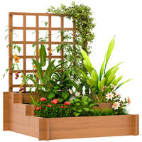 HOCHBEET DE-05366 3-stufig, mit Rankhilfe & Vlies Braun - Braun, Holz (95/110/95cm) - ComfortXL