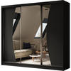 SCHWEBETÜRENSCHRANK Vox 240/216/61 schwarz mit Spiegel und Schubladen - Schwarz, Holzwerkstoff (240/216/61cm) - Beautysofa