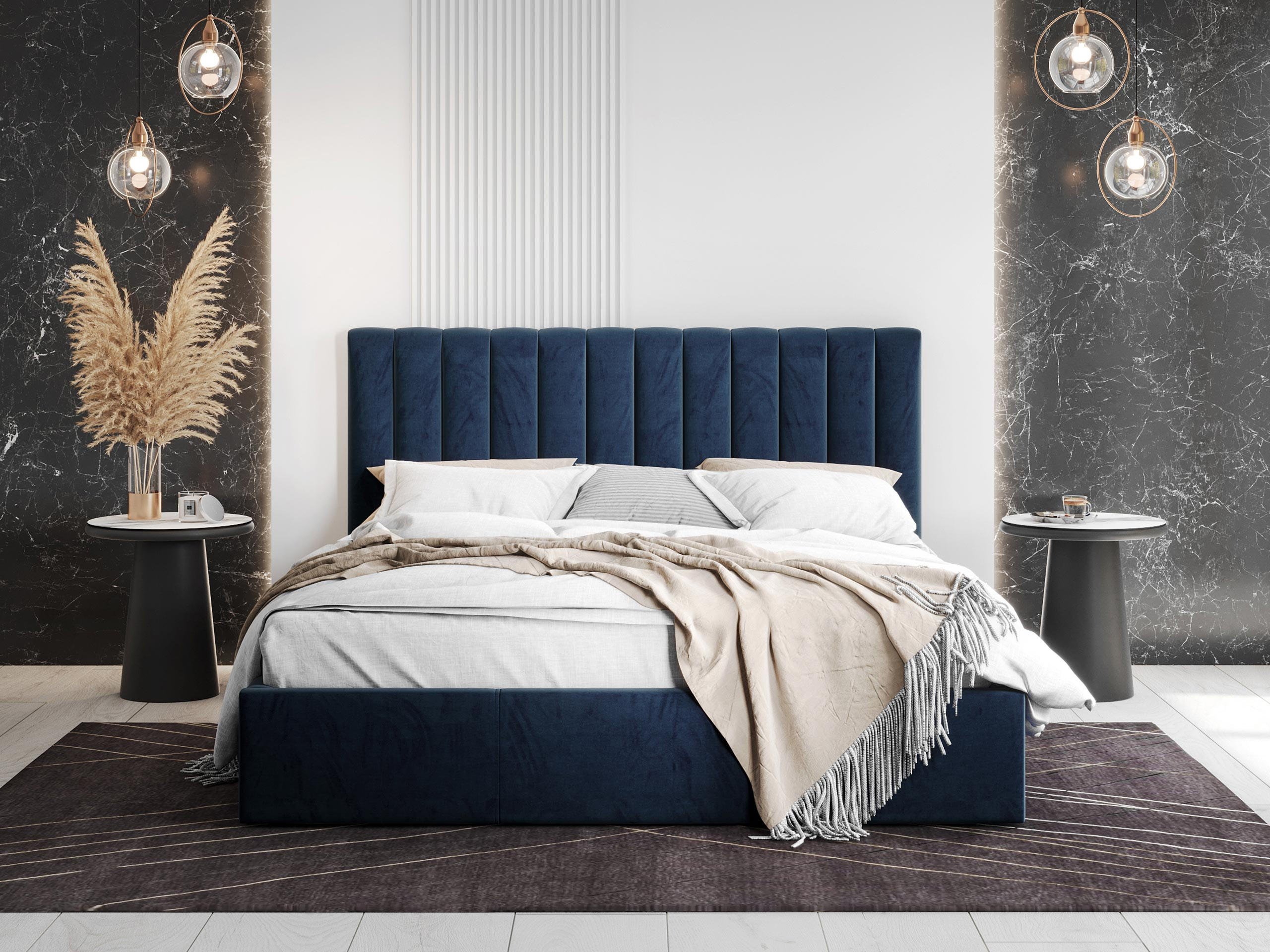 POLSTERBETT Cosmo - Blau/Naturfarben, Holz/Holzwerkstoff (120/200cm) - MIRJAN24