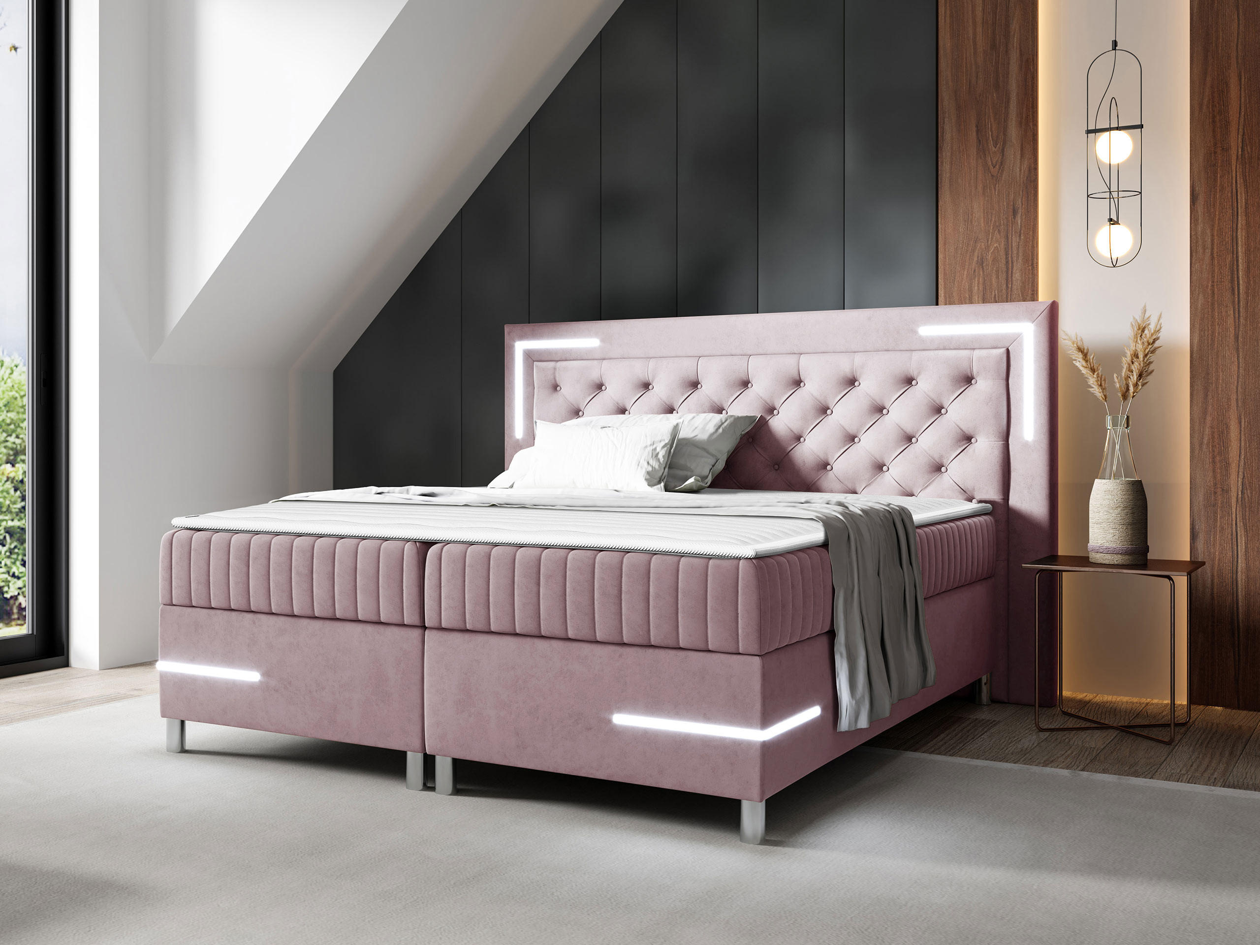 BOXBETT Tenosi 5 LED - Violett, Holz (120/200cm) - MIRJAN24