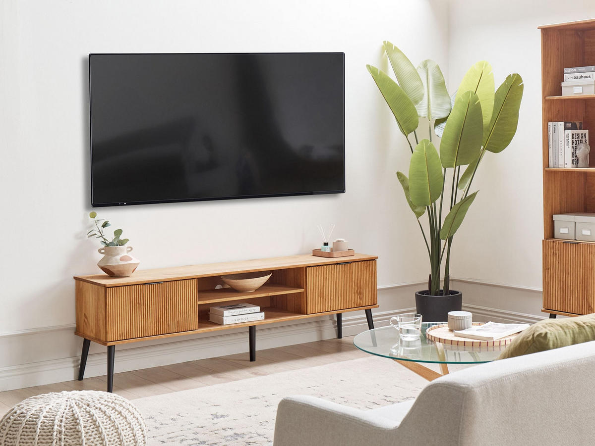 TV-MÖBEL Kiefernholz Braun Timmins - Schwarz/Braun, Holz (180/56/40cm) - Beliani