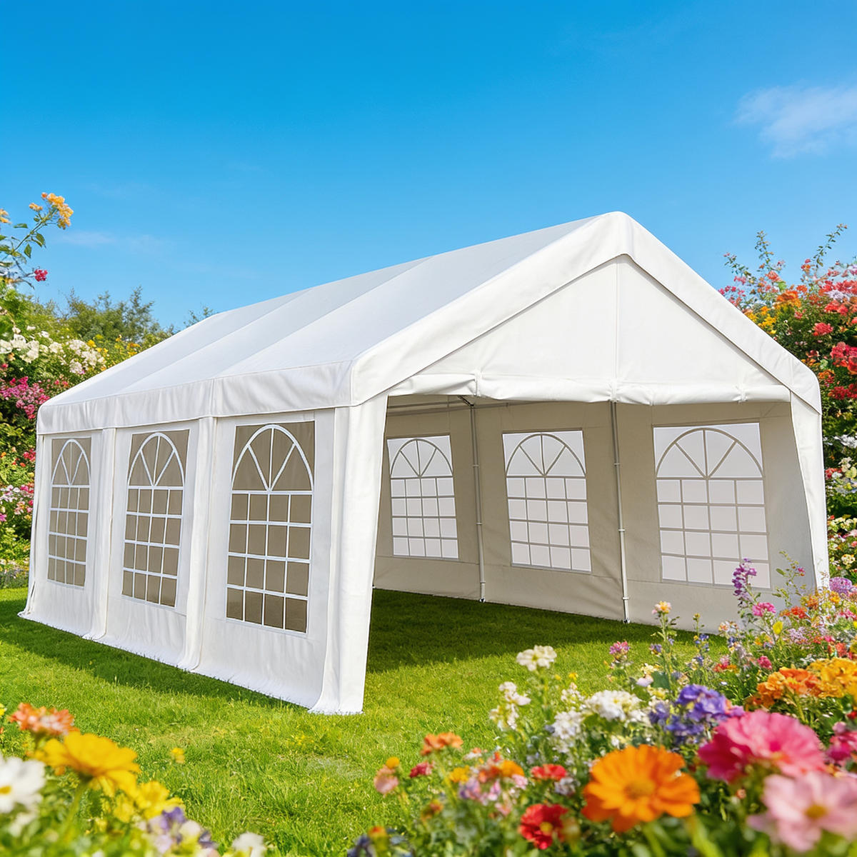 DACHPLANE Livingston - Zeltabdeckung für 3x6 Meter, PE weiss 180g/m². BxTxH: 600x300x285 cm - Weiß, Kunststoff (600/0.3/300cm) - TPFGarden