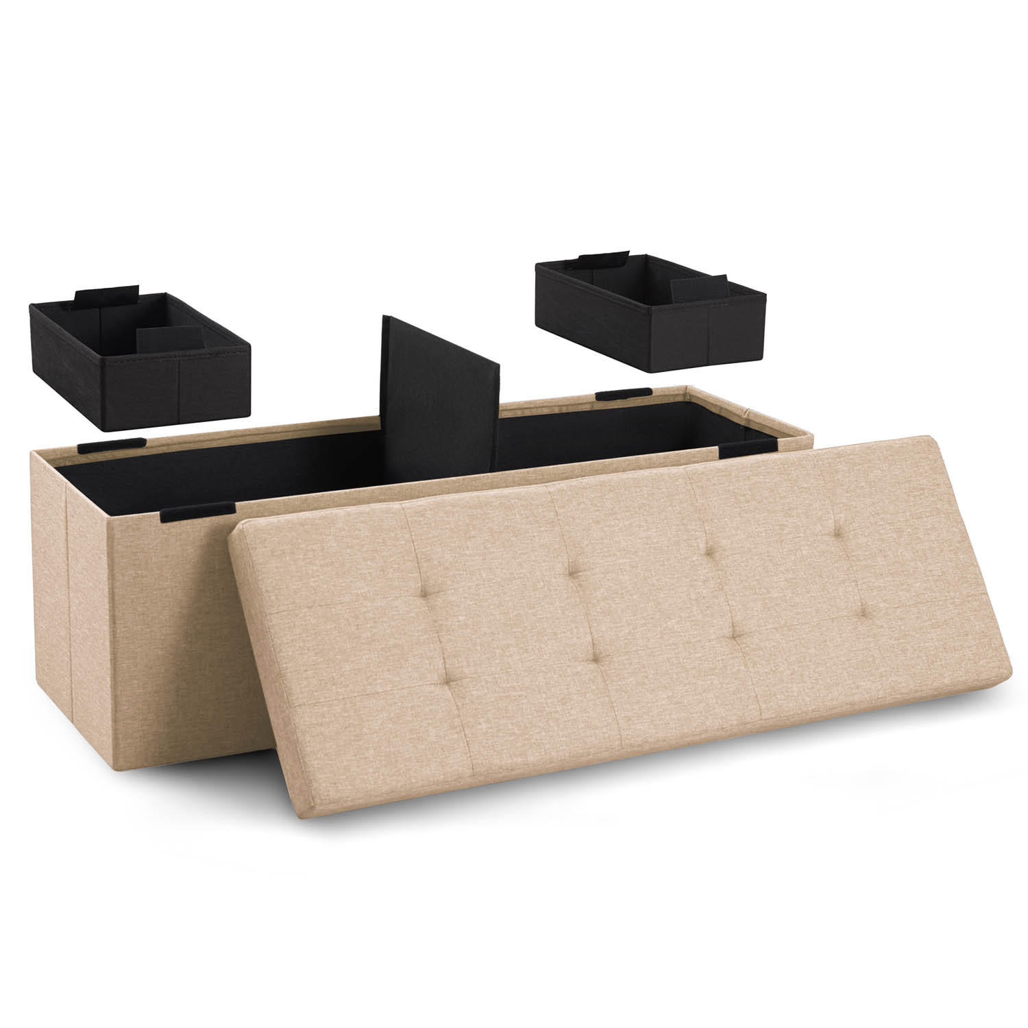 SITZBANK 110/38/38 cm + 2 extra Boxen, Beige - Beige, Kunststoff (38/38/110cm) - Blumtal