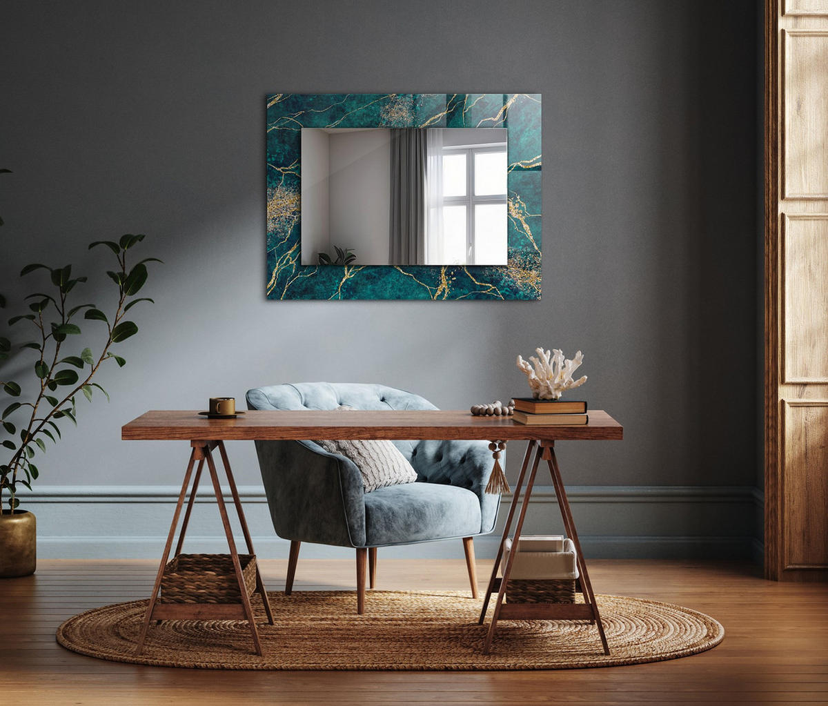 SPIEGEL 80 x 60 cm Rechteckig mit Aufdruck - Grün, Glas (80/60/0.4cm) - TULUP
