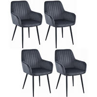 STUHL OSILO 4-er Set, Grau, Schwarz, Schwarze metallische Beine - Anthrazit, Textil/Metall (55/84/46cm) - Komodee