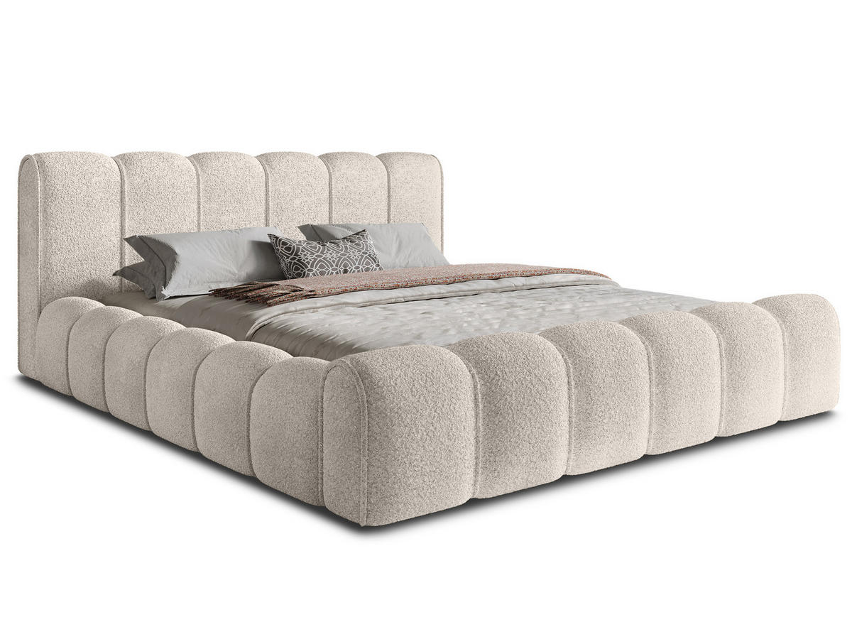 POLSTERBETT Adell 2 Hellbeige 180/200 cm Boucle mit Bettkasten - Beige, Textil/Metall (180/200cm) - wonello