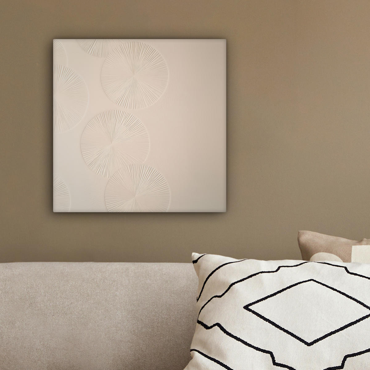 LEINWANDBILD Japandi - Beige - Modern 20x20 cm - Ecru, Textil (20/20cm) - MuchoWow