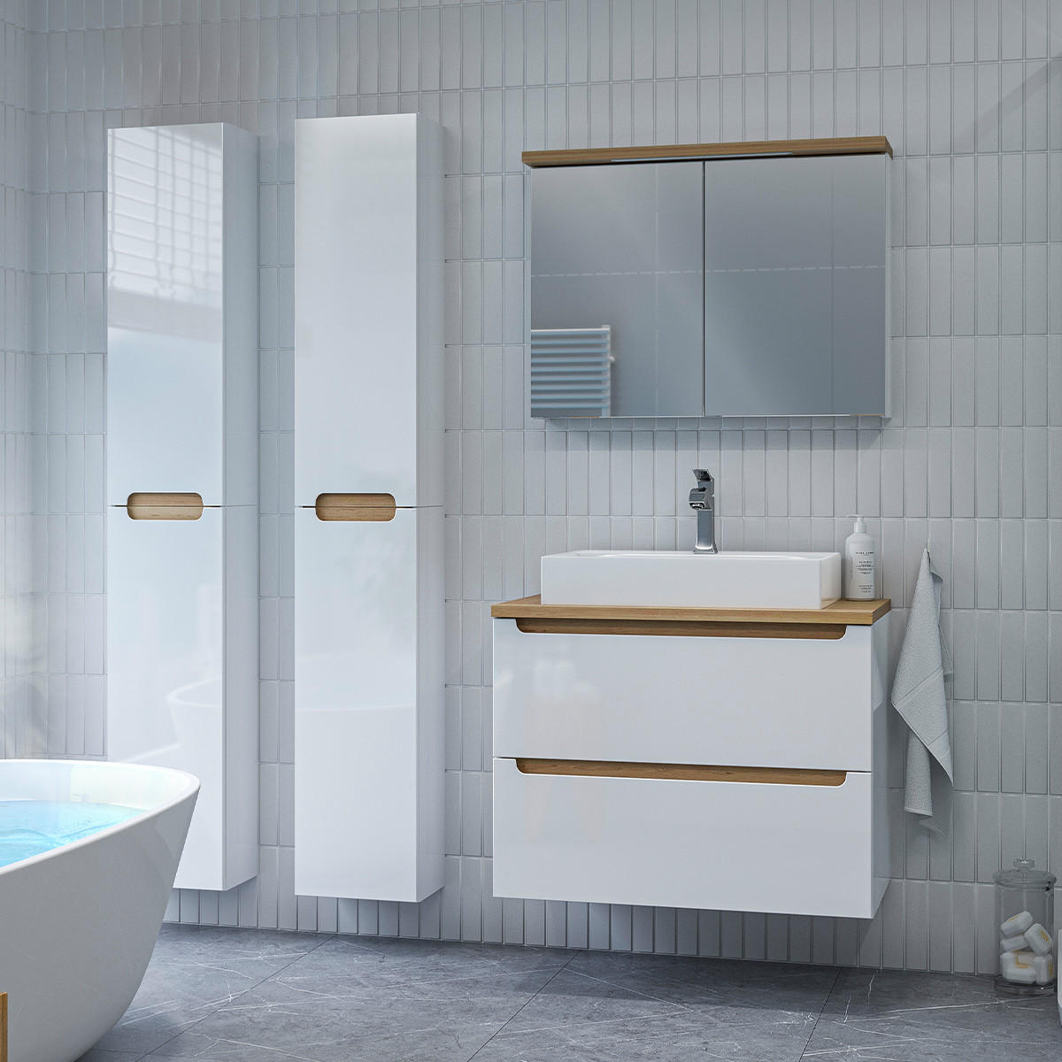 WASCHTISCH 80cm Livia Weiß - Weiß, Holzwerkstoff (80/62.5/46cm) - Petits-meubles