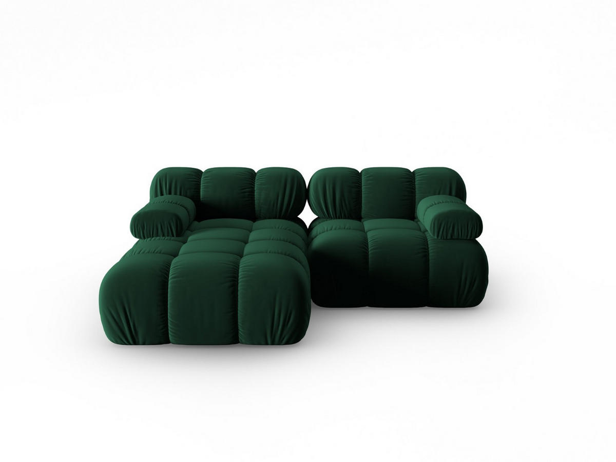 MODULARES-ECKSOFA links Bellis aus Samt flaschengrün 3 Sitzplätze - Grün, Textil (157/191cm) - Micadoni
