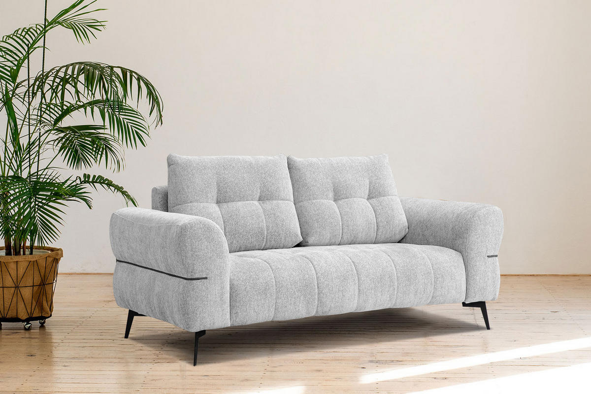 SOFA SALVINI 2,5-Sitzer, hellgrau - Hellgrau/Schwarz, Holzwerkstoff/Textil (176/88/99cm) - Courtois Laville