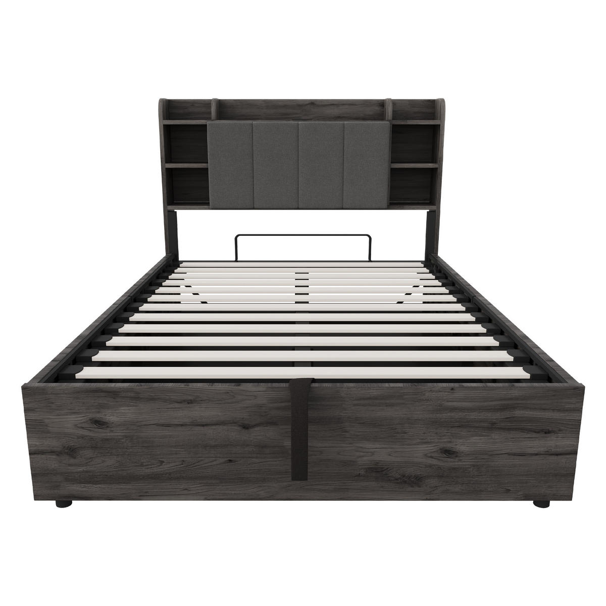 POLSTERBETT 140/200 cm Grau mit Stauraum, Ausgestattet mit USB und Tape-C-Steckdose - Grau, Holz (140/200cm) - Oxeza