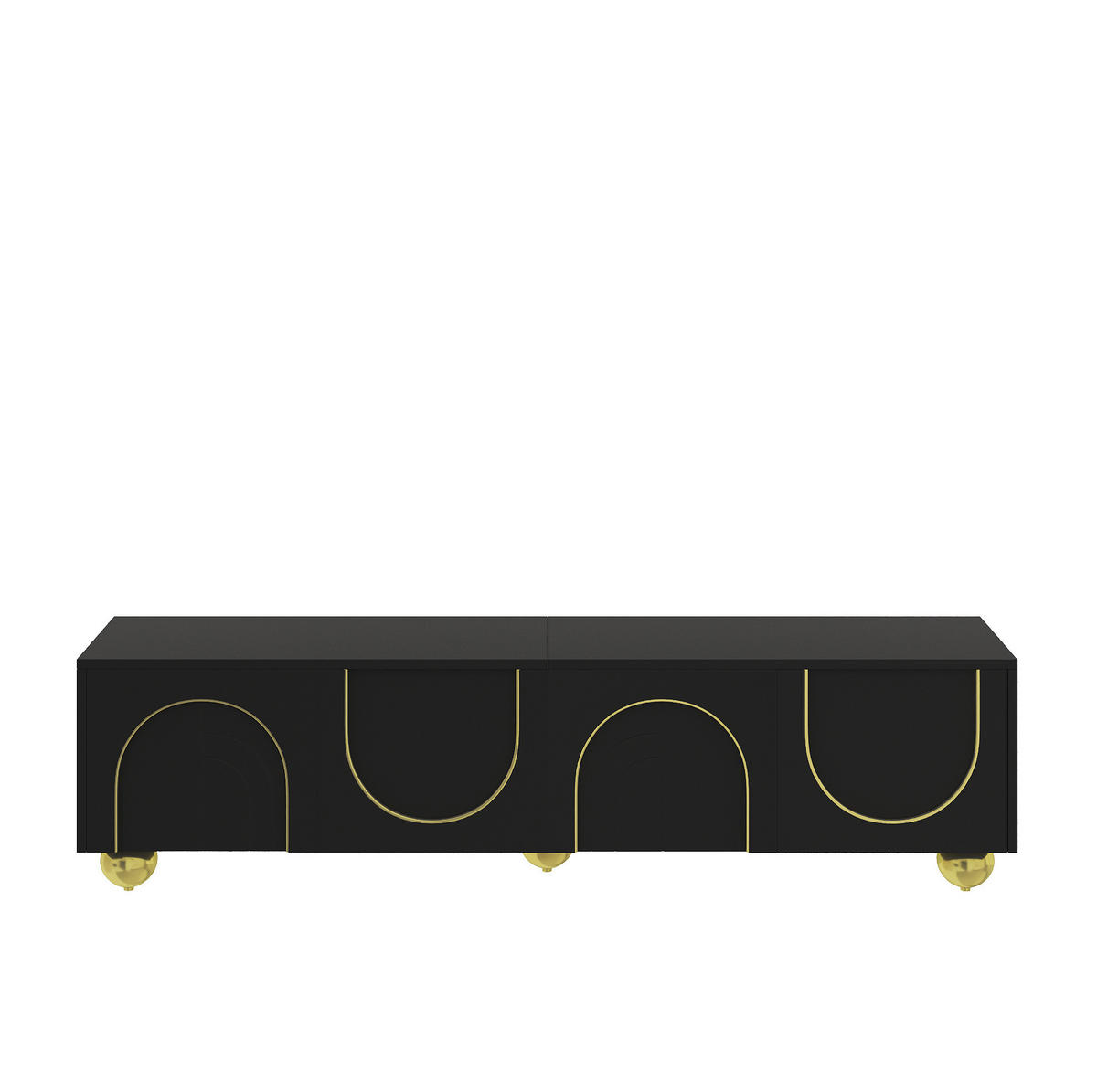 LOWBOARD 170/38/44 cm mit 4 Türen und Push-to-Open-System - Schwarz, Holzwerkstoff (170/44/38cm) - BEAOK