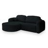 ECKSOFA AMILIA L-S Schwarz Boucle-Stoff mit Schlaffunktion - Schwarz, Holz (263/174cm) - MASSENO