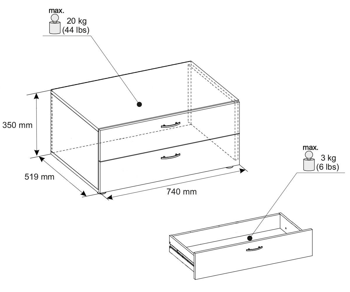 KLEIDERSCHRANKUNTERSATZ Basic Eiche Sonoma 74 / 52 / 35 cm - Silberfarben/Braun, Holz/Holzwerkstoff (74/35/52cm) - Feldmann-Wohnen