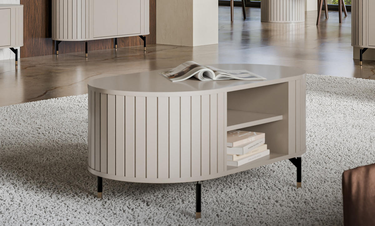 COUCHTISCH Oval Cashmere 104/56/47 cm - Beige, Holzwerkstoff (56/104/47cm) - designimpex