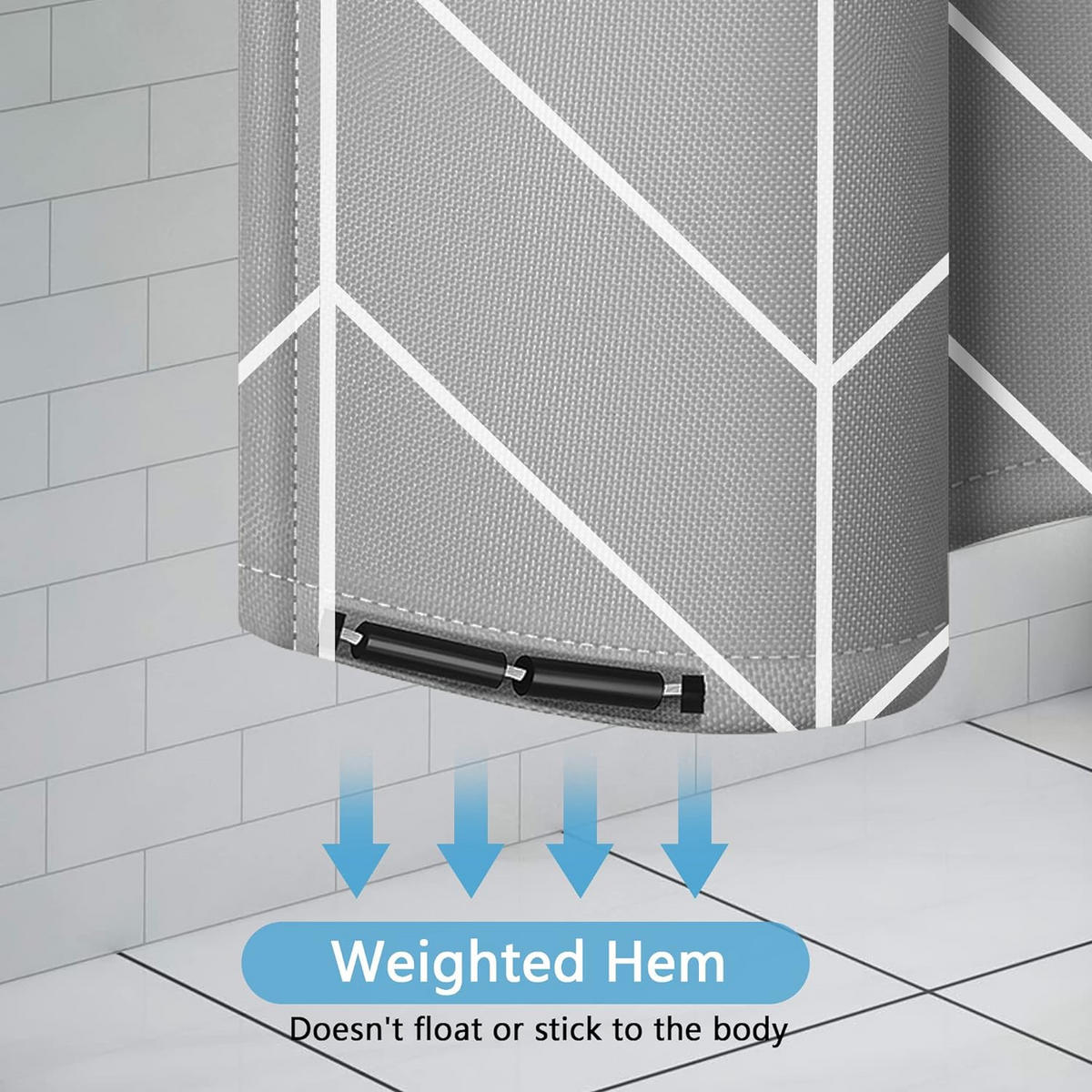 DUSCHVORHANG Grau Polyester wasserdicht maschinenwaschbar mit Haken Badezimmer - Grau, Kunststoff (180/200cm) - MCBOSON