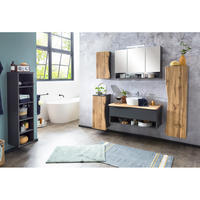 BADMÖBEL-SET 6-TLG. Kahla-03 - Anthrazit/Braun, Holzwerkstoff (216/200/52cm) - Lomado