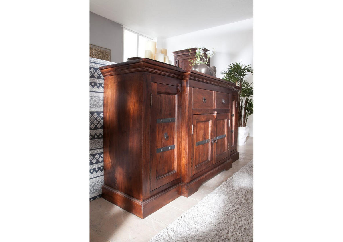 SIDEBOARD Akazie 160x45x85 nougat lackiert OXFORD #902 - Dunkelbraun, Holz (160/85/45cm) - Massivmoebel24