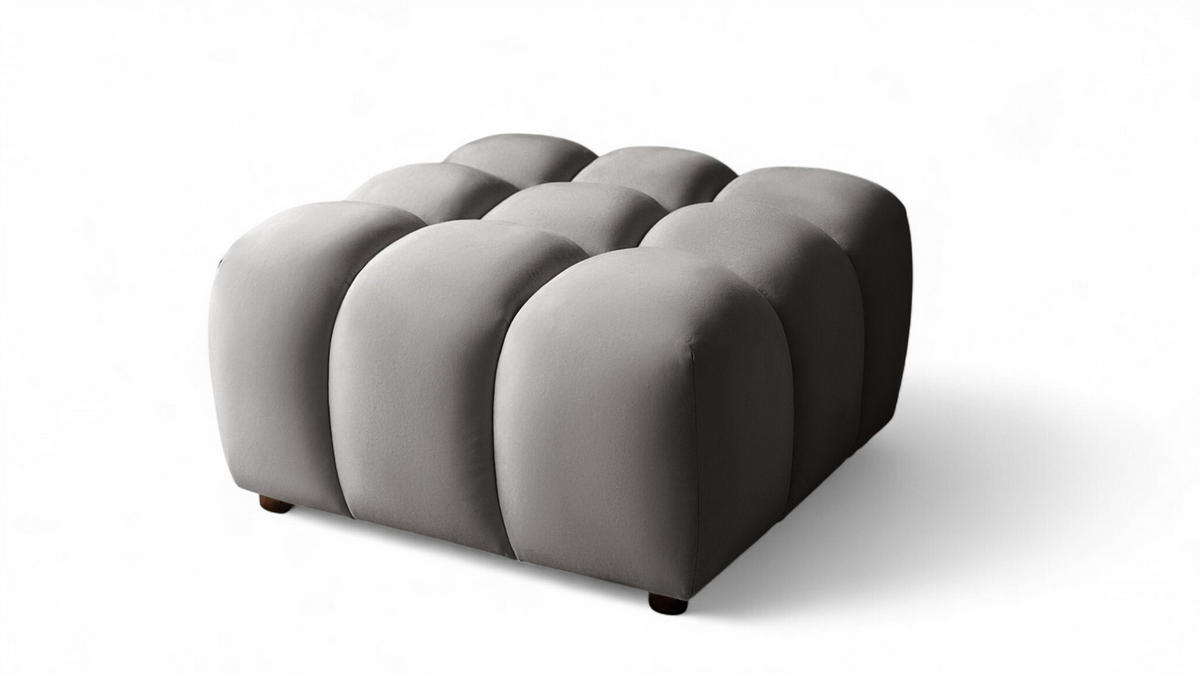 POLSTERHOCKER Flow - Hellgrau, Holzwerkstoff/Textil (96/42/96cm) - Fun Möbel