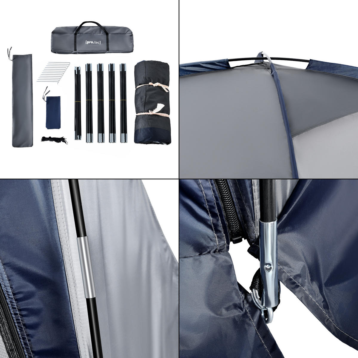 PAVILLON Grästorp - Blau/Dunkelgrau, Textil (345/247/345cm) - pro.tec