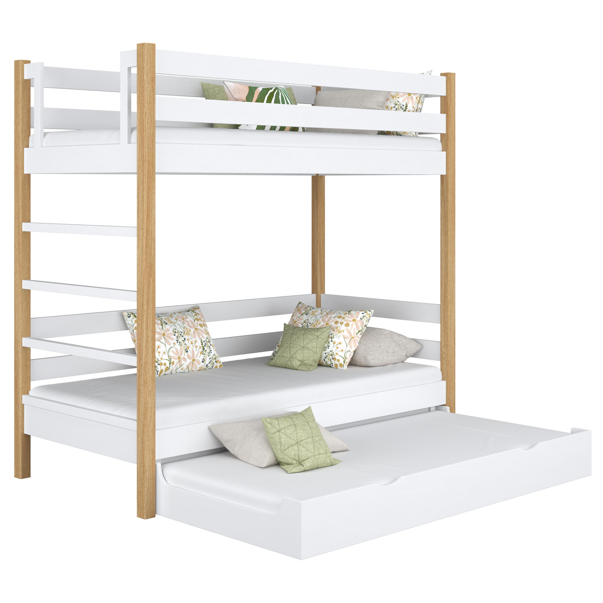 N-Wood Etagenbett Eiche Artisan, Weiß 120x200 cm