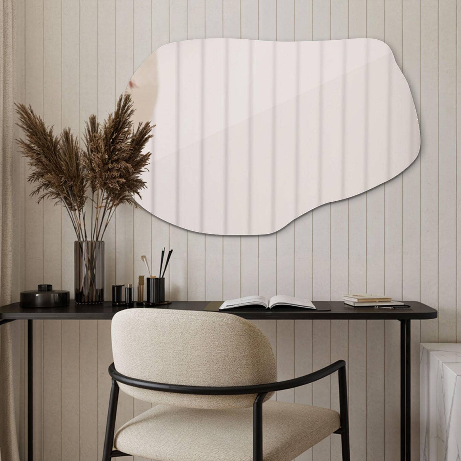 SPIEGEL 100 x 65 cm Asymmetrischer - Blaugrau, Glas (100/65/0.4cm) - TULUP