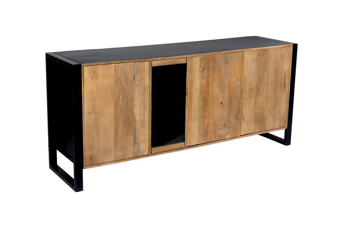 SIDEBOARD Liv Mangoholz Schwarz Matt 81x47x180cm - Schwarz, Holz (180/81/47cm) - DELUKE