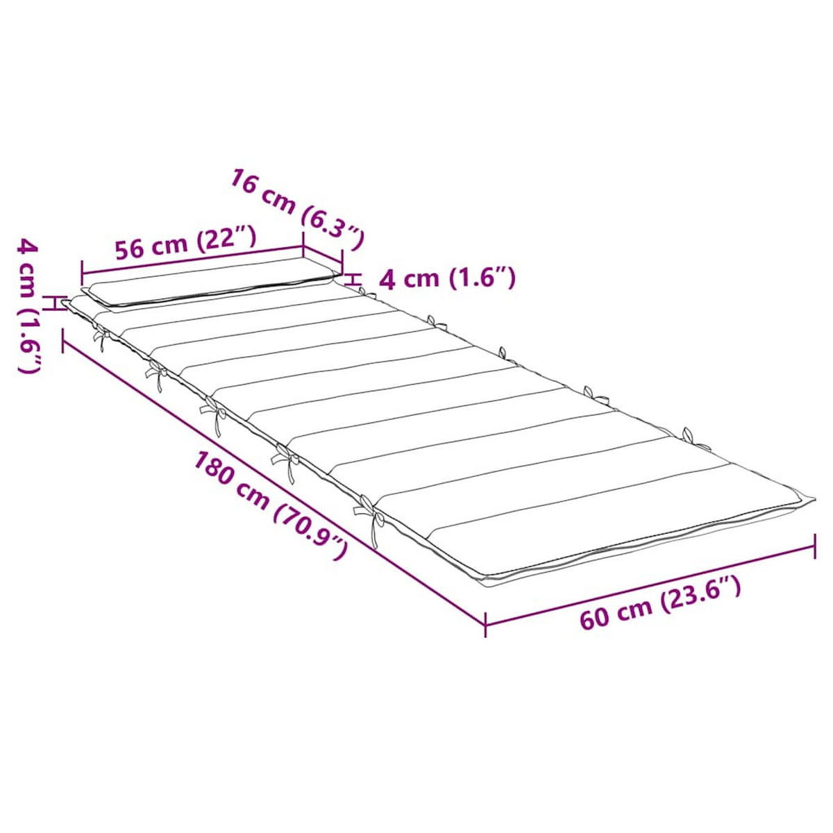 SONNENLIEGEN-AUFLAGE Anthrazit 180/60/4 Cm Oxford-Gewebe - Anthrazit, Textil (60/4/180cm) - vidaXL