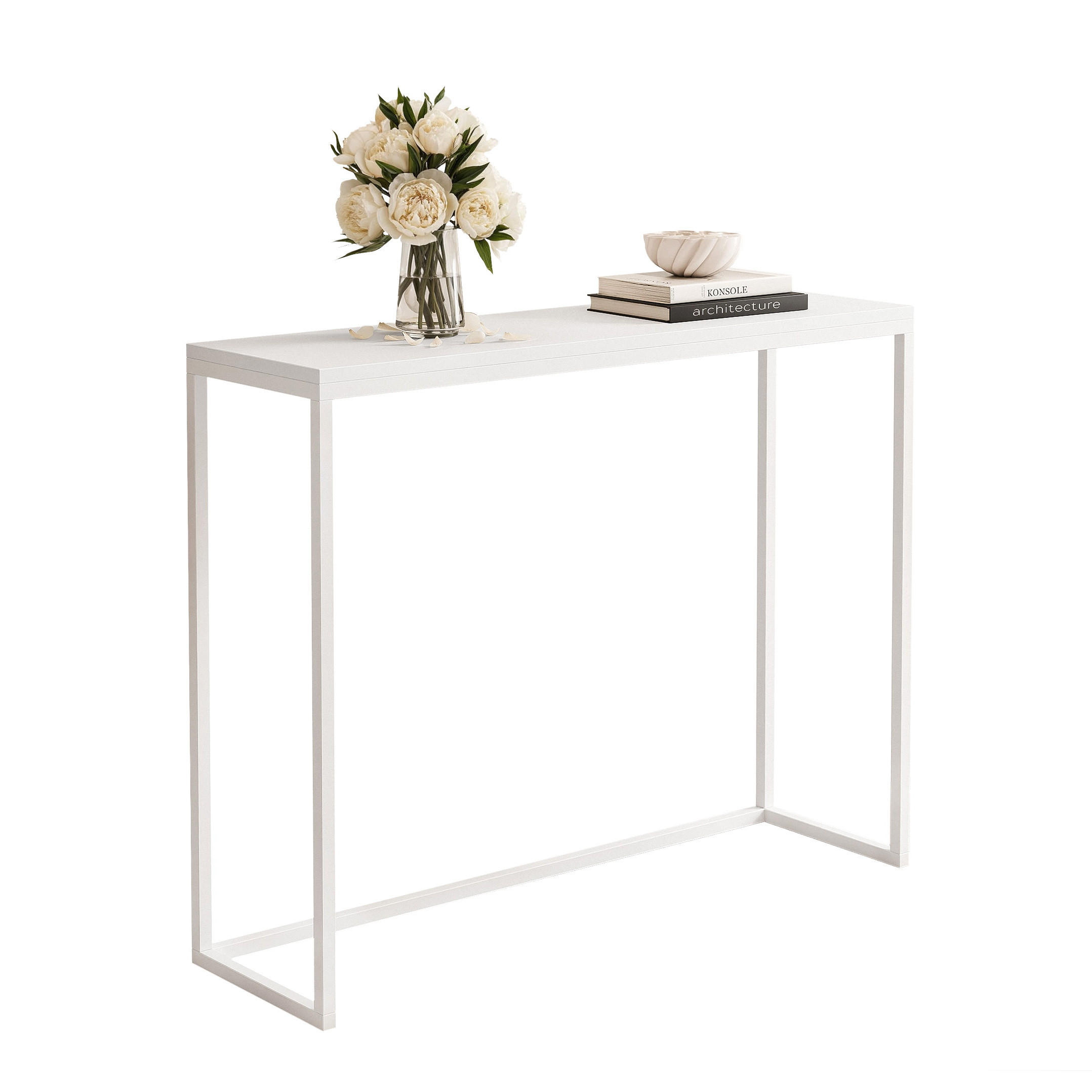KONSOLENTISCH LORA 100/30/80 cm Weiß matt - Weiß, Metall (30/100/80cm) - Idohome