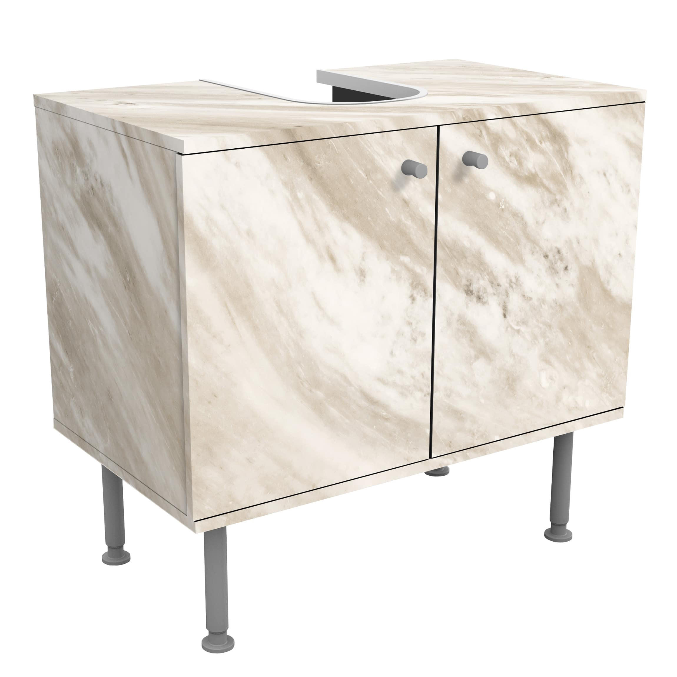 WASCHBECKENUNTERSCHRANK Palissandro Marmor Beige 60/55/35 cm - Beige, Holzwerkstoff (60/55/35cm) - Bilderwelten