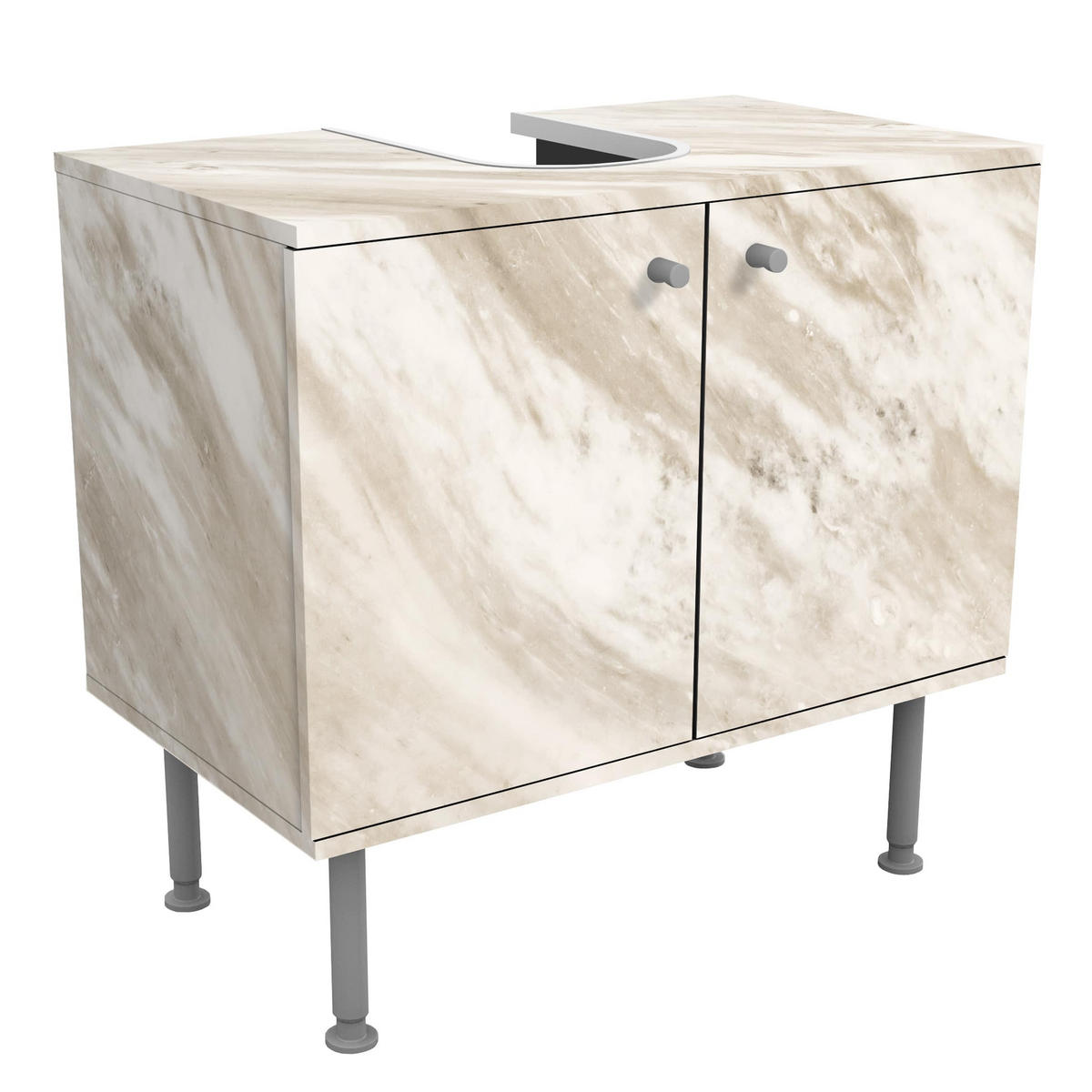 WASCHBECKENUNTERSCHRANK Palissandro Marmor Beige 60/55/35 cm - Beige, Holzwerkstoff (60/55/35cm) - Bilderwelten