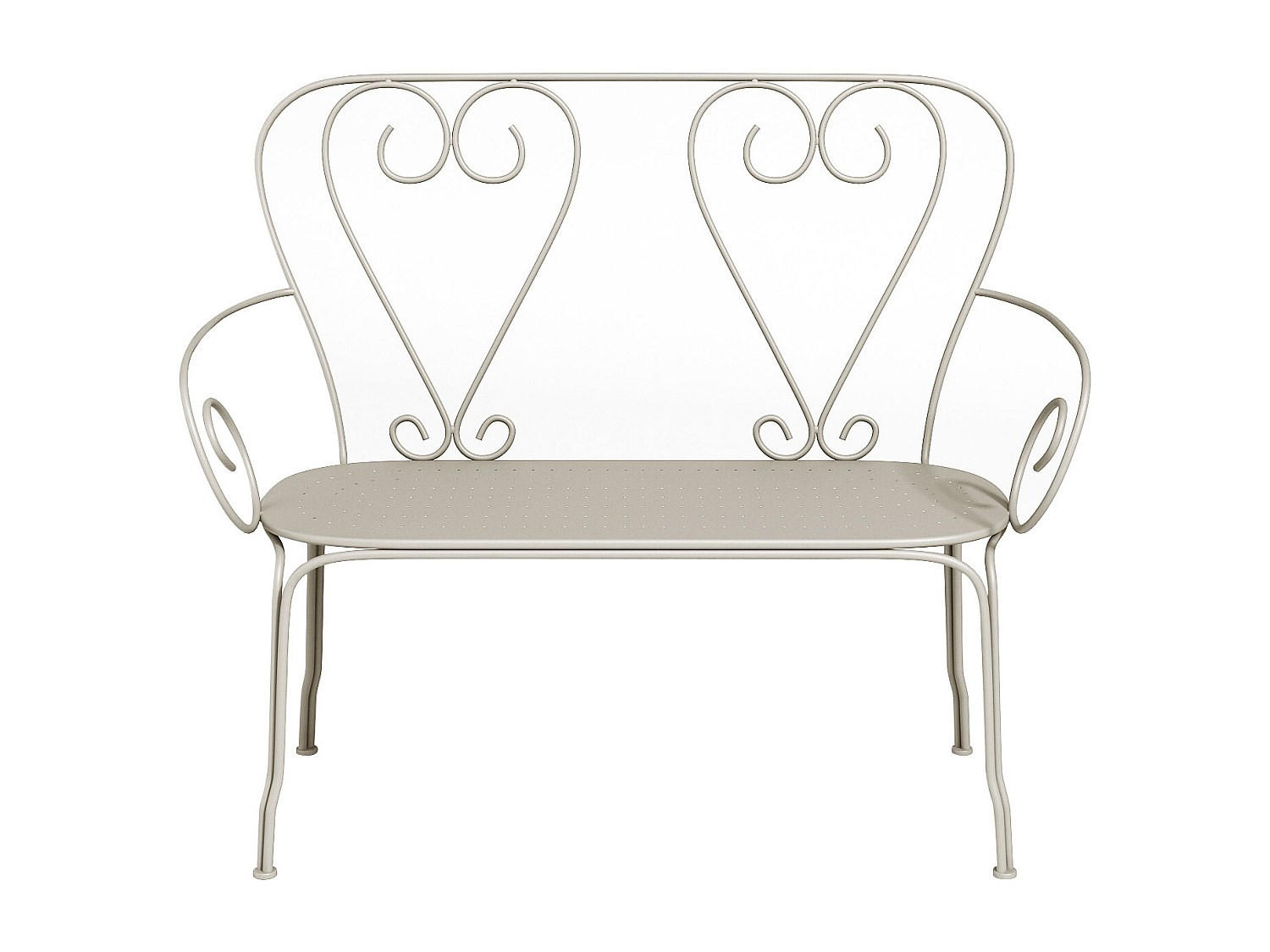 GARTENBANK - 2 Personen - Metall - Beige - - Beige, Metall (103/92/47cm) - Vente-Unique