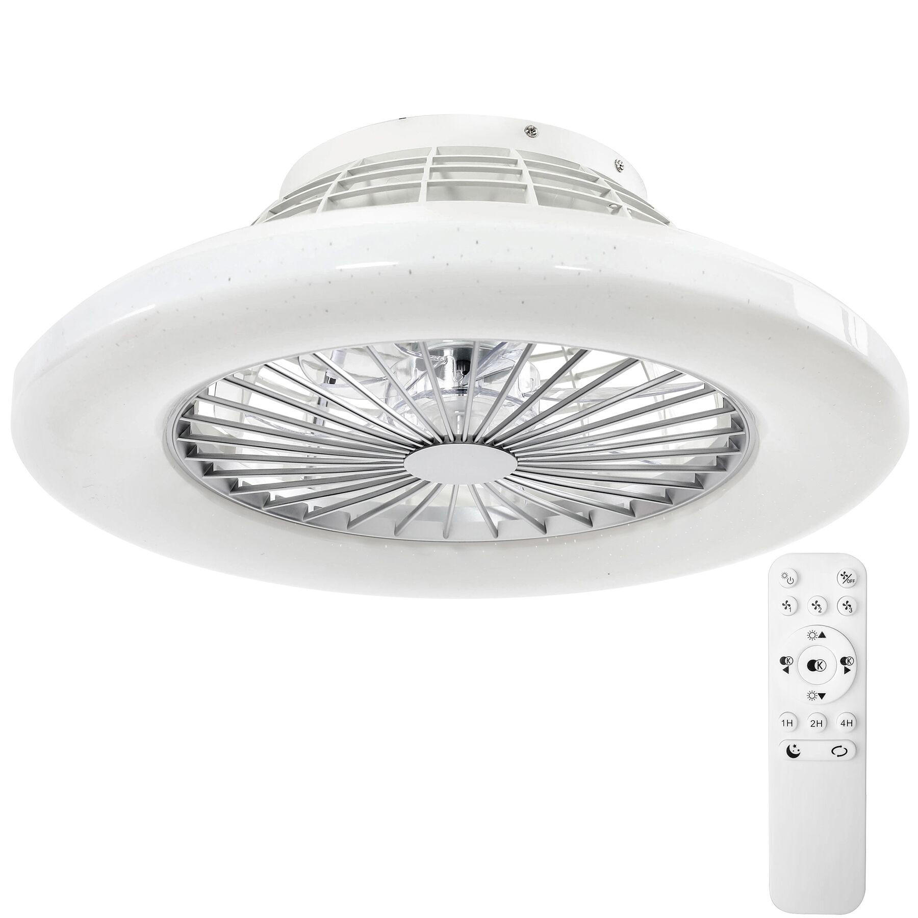 LED DECKENLEUCHTE MIT VENTILATOR Storm, Ø 50 cm, mit Fernbedienung, weiß - Weiß, Metall (50/50/17.5cm) - tectake