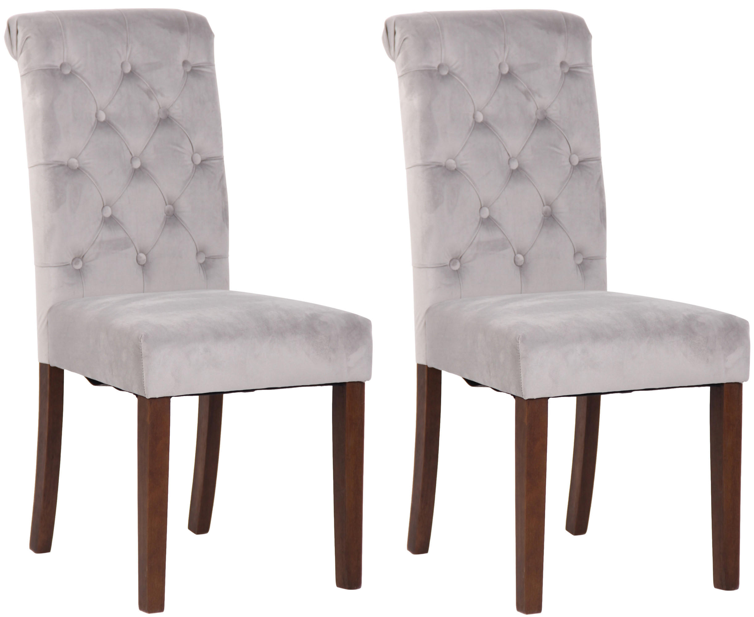 ESSZIMMERSTÜHLE 2er-Set WALES Samt 98x45x63 cm grau Holz - Grau, Holz (45/98/63cm) - DELUKE