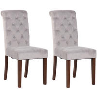 ESSZIMMERSTÜHLE 2er-Set WALES Samt 98x45x63 cm grau Holz - Grau, Holz (45/98/63cm) - DELUKE